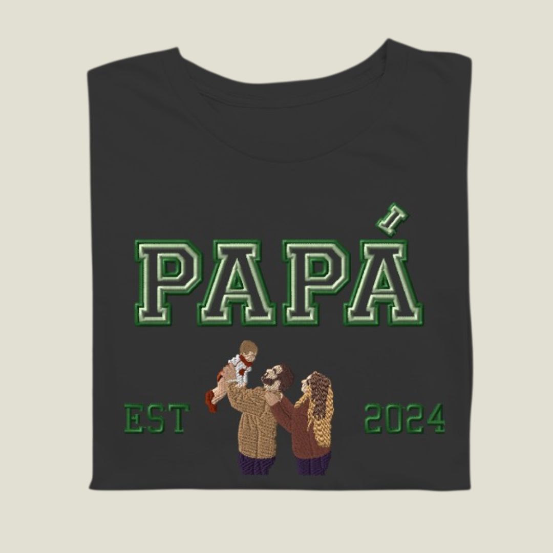 Camiseta Papá Mamá Retrato con nombre y fecha