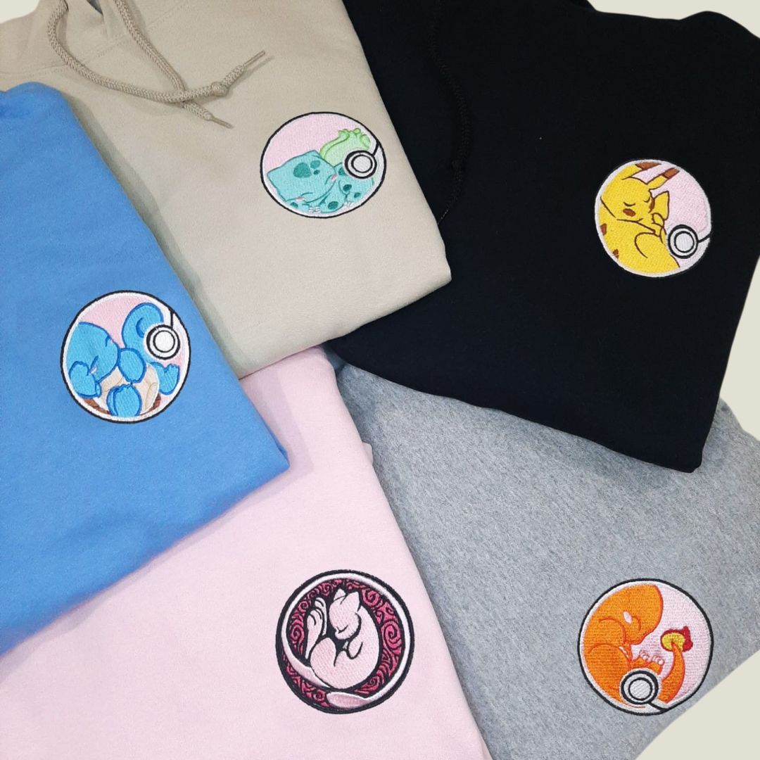 Bordado Pokémon Pokébolas – Camiseta, Sudadera o Sudadera con Capucha