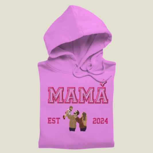 Sudadera Capucha Papá Mamá Retrato con nombre y fecha
