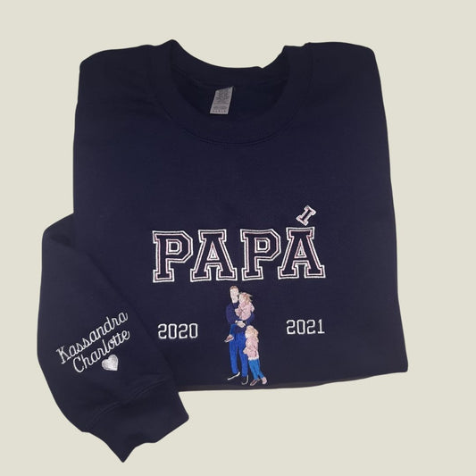 Sudadera Papá Mamá Retrato con nombre y fecha