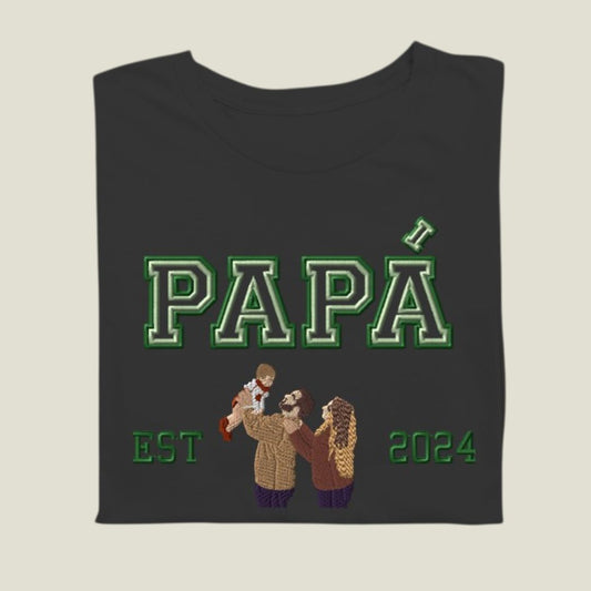 Camiseta Papá Mamá Retrato con nombre y fecha