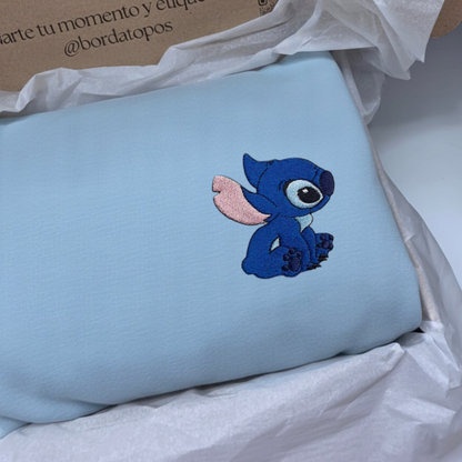 Bordado Stitch y Angel – Camiseta, Sudadera o Sudadera con Capucha