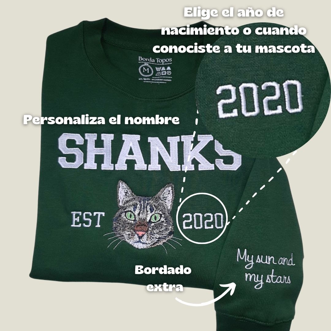 PACK 2 - Nombre y fecha UNA Mascota Personalizada – Camiseta, Sudadera o Sudadera con Capucha